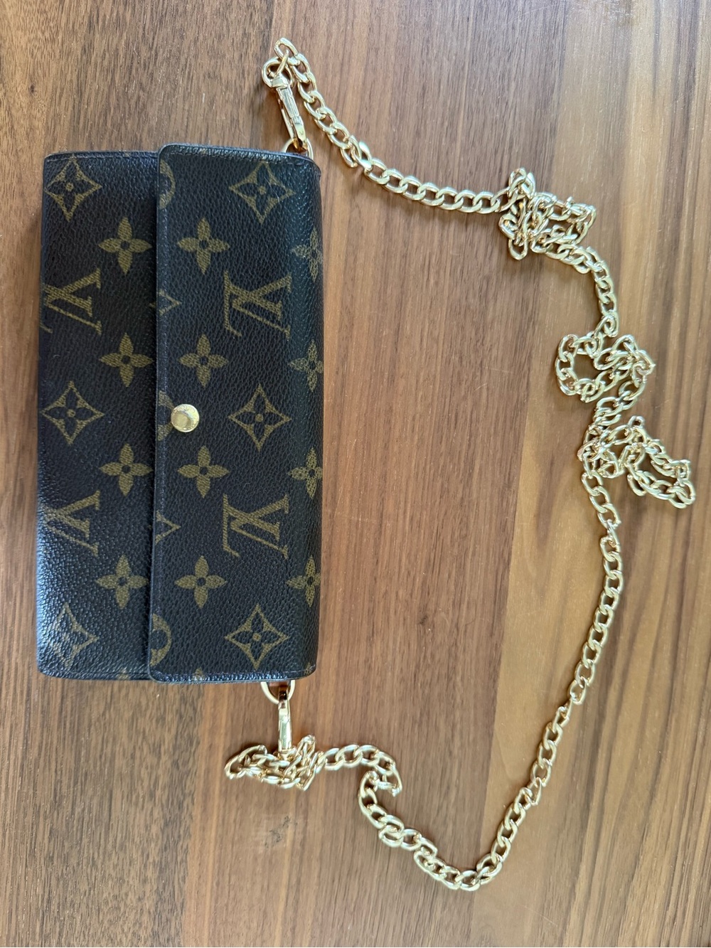 Louis Vuitton Monogram Canvas Crossbody with Gold Chain
